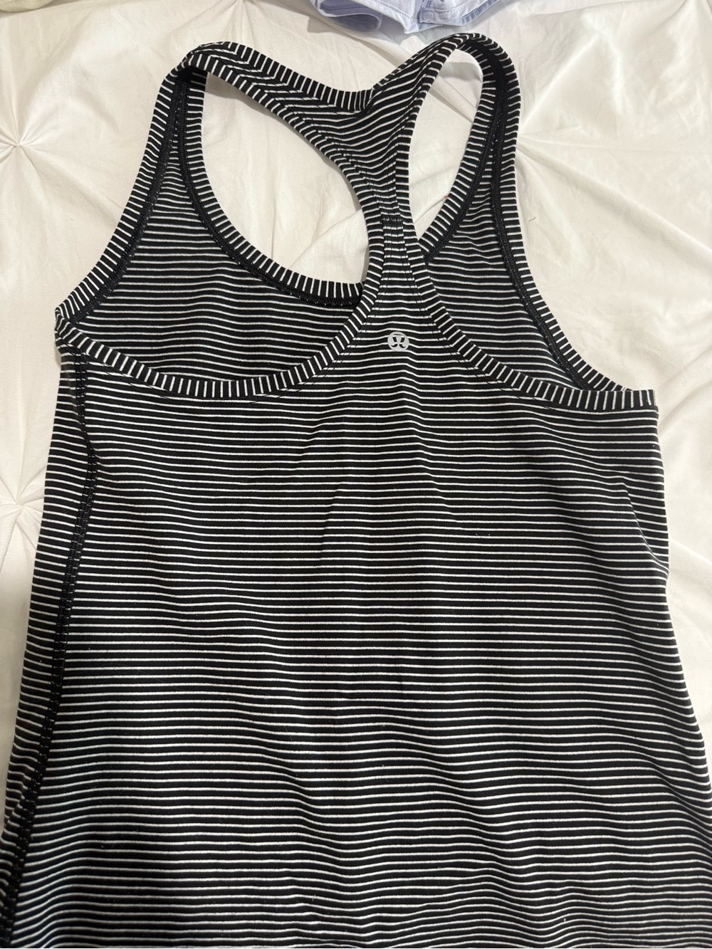 lululemon athletica Black and White Striped Racerback Tank
